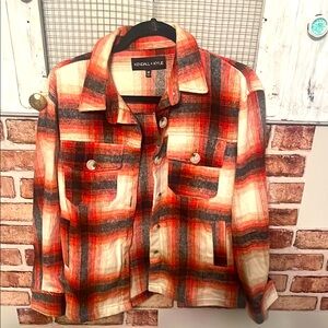 Kendall & Kylie Red and Black Plaid Jacket